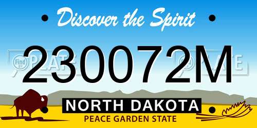 230072M North Dakota License Plate