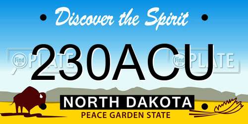 230ACU North Dakota License Plate