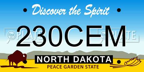 230CEM North Dakota License Plate