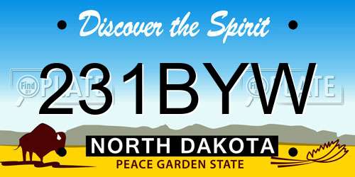 231BYW North Dakota License Plate
