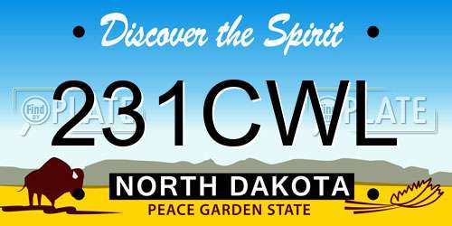 231CWL North Dakota License Plate