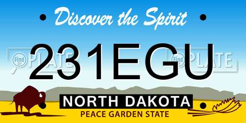 231EGU North Dakota License Plate