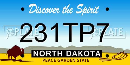231TP7 North Dakota License Plate