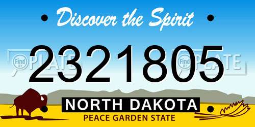 2321805 North Dakota License Plate