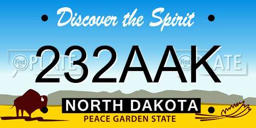 232AAK North Dakota License Plate