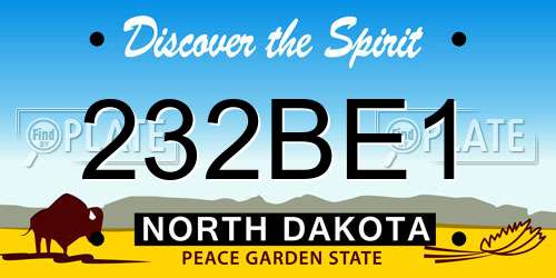 232BE1 North Dakota License Plate