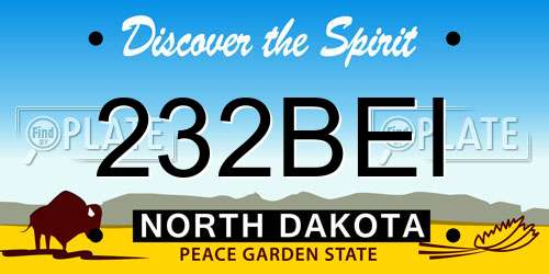 232BEI North Dakota License Plate
