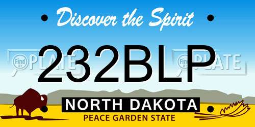 232BLP North Dakota License Plate