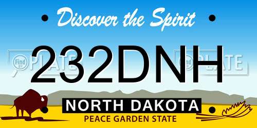 232DNH North Dakota License Plate