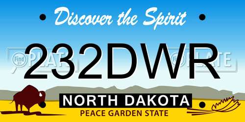 232DWR North Dakota License Plate