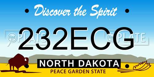 232ECG North Dakota License Plate