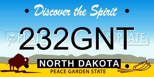 232GNT North Dakota License Plate