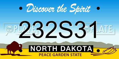 232S31 North Dakota License Plate