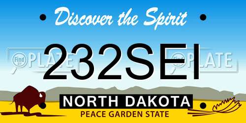 232SEI North Dakota License Plate