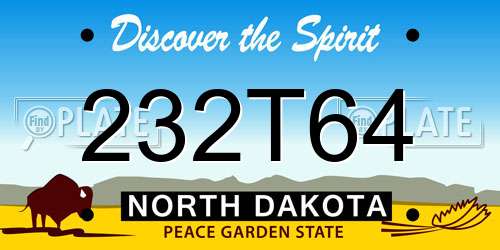 232T64 North Dakota License Plate