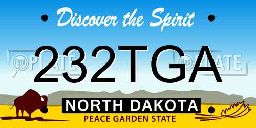 232TGA North Dakota License Plate