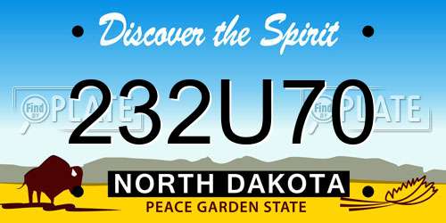 232U70 North Dakota License Plate