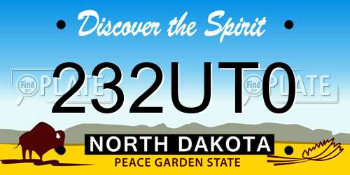 232UT0 North Dakota License Plate