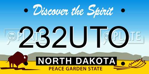 232UTO North Dakota License Plate