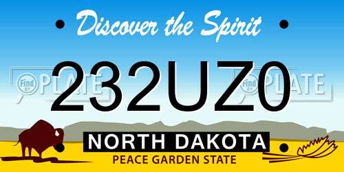 232UZ0 North Dakota License Plate