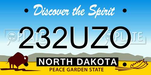 232UZO North Dakota License Plate