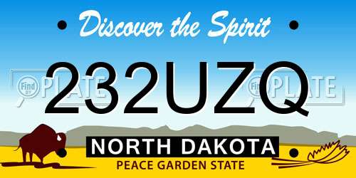232UZQ North Dakota License Plate