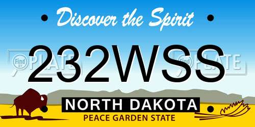 232WSS North Dakota License Plate