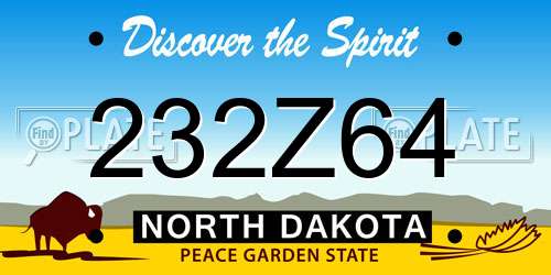 232Z64 North Dakota License Plate