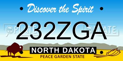 232ZGA North Dakota License Plate