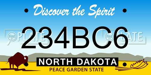 234BC6 North Dakota License Plate