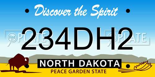 234DH2 North Dakota License Plate