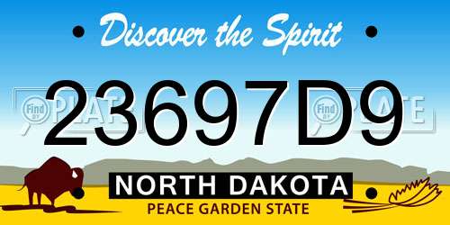 23697D9 North Dakota License Plate