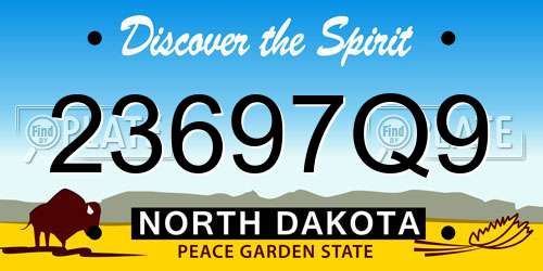 23697Q9 North Dakota License Plate