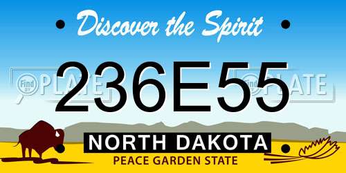 236E55 North Dakota License Plate