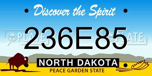 236E85 North Dakota License Plate
