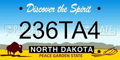 236TA4 North Dakota License Plate