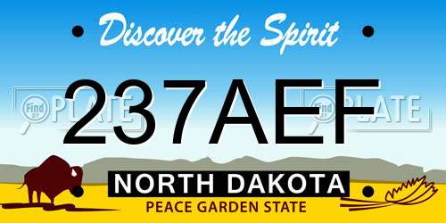 237AEF North Dakota License Plate