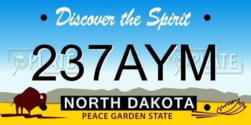 237AYM North Dakota License Plate