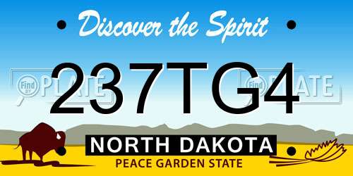 237TG4 North Dakota License Plate