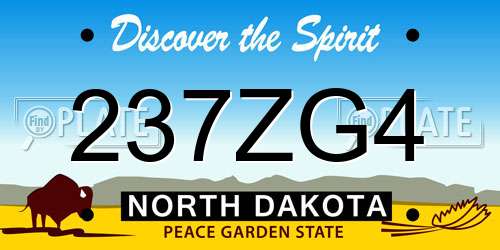 237ZG4 North Dakota License Plate