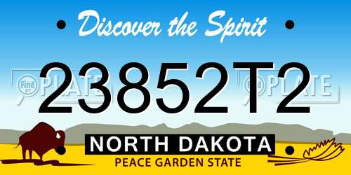 23852T2 North Dakota License Plate