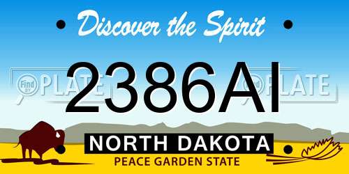2386AI North Dakota License Plate