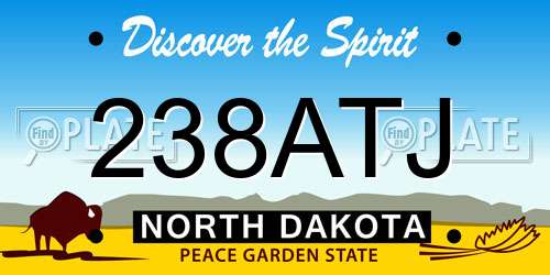 238ATJ North Dakota License Plate