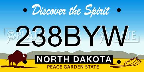 238BYW North Dakota License Plate
