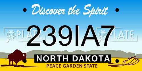 239IA7 North Dakota License Plate