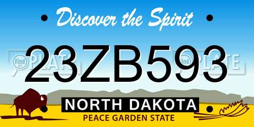 23ZB593 North Dakota License Plate