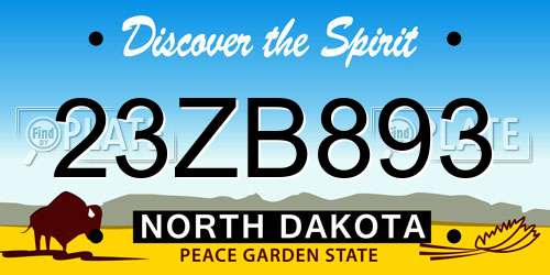 23ZB893 North Dakota License Plate