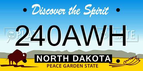 240AWH North Dakota License Plate