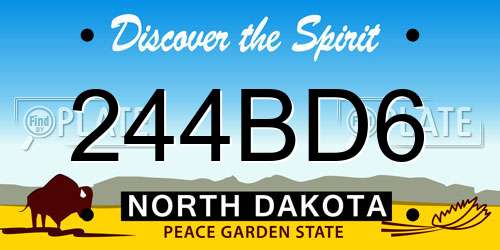 244BD6 North Dakota License Plate