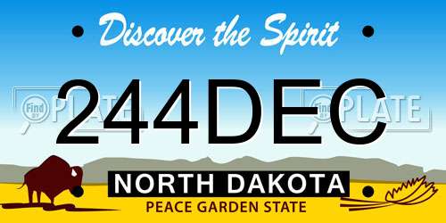 244DEC North Dakota License Plate